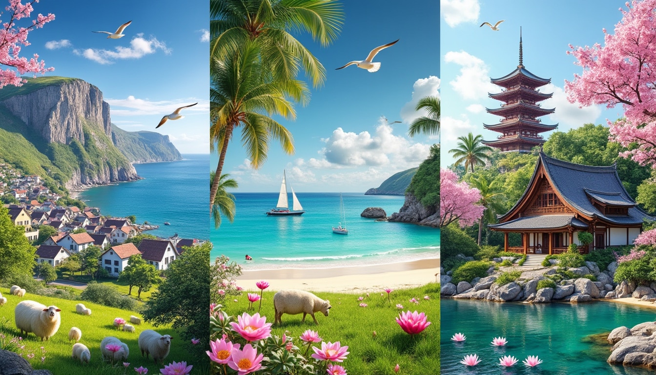 découvrez la bretagne, les antilles et l'asie, des destinations de rêve pour des vacances printanières inoubliables. profitez de paysages époustouflants, de cultures riches et d'activités variées qui rendront votre voyage mémorable. partez à l'aventure et créez des souvenirs inoubliables sous le soleil du printemps.